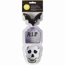 Halloween Bat Tombstone &amp; Skull Wilton Cookie Cutters Metal 3 Pc  - £4.73 GBP