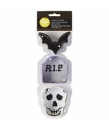 Halloween Bat Tombstone &amp; Skull Wilton Cookie Cutters Metal 3 Pc  - £4.66 GBP