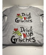 The Grinch “Drink Up Grinches” Sweatshirt Med Gray Lot Of 2  - $39.55