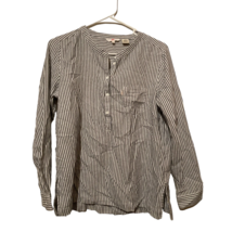 Levis Womens Blouse Black Striped 1/2 Button Long Sleeve Button Cuff Pockets M - £13.44 GBP