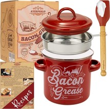 Bacon Grease Container With Strainer Lid Farmhouse 46oz Kitchen Tool Brand New - £18.61 GBP