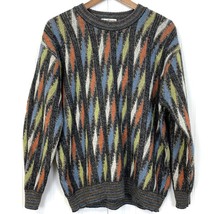 VTG Norm Thompson Mens XL Wool Sweater Abstract 90s Style Pastel Rainbow Dad - $26.99