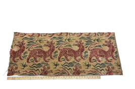 Clarence House Small Tibet Dragon Red Velvet Fabric Remnant 18&quot; Long X 44&quot;W - £78.68 GBP