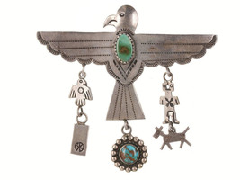 1940&#39;s Native American Bisbee/royston turquoise sterling pin - £239.41 GBP