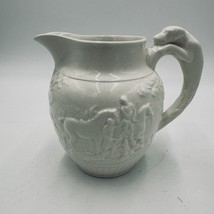 Wedgwood Etruria 4.5” Pitcher Grazed White Hunting Scene Embossed #36 An... - $67.50