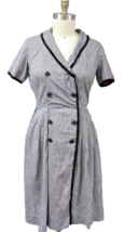 VTG 1950s House Dress Black White Gingham Cotton Double Breasted Sz M Good - $54.45