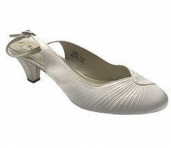 Coloriffics Brandi White Satin Dyeable Women&#39;s Shoe Size 9 Adjustable Sl... - £49.25 GBP