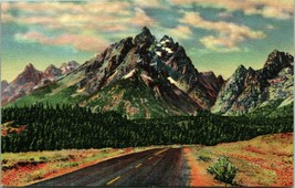 Grand Teton Mountain Da Jackson-Moran Autostrada Non Usato Unp Lino Postcard T16 - £5.62 GBP