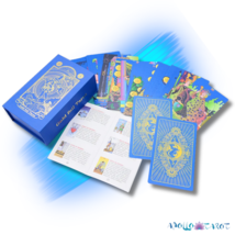 Electric Blue Gold Foil Tarot Card Deck, Waite Oracle Cards Gift Box &amp; G... - £41.33 GBP