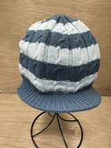 The North Face Hat Womens Blue Striped Visor Brimmed Beanie Hat Cap - £8.73 GBP