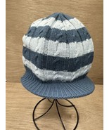 The North Face Hat Womens Blue Striped Visor Brimmed Beanie Hat Cap - £8.56 GBP