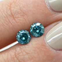 Diamond Matching Pair Loose Fancy Blue Color Enhanced SI3 Round Shape 0.94 TCW - £455.63 GBP
