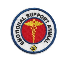 Emotional Support Animal Iron On Patch 3&quot; Embroidered Applique Round Badge Esa - £3.89 GBP