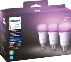 Philips - Hue A19 Bluetooth 60W LED Smart Bulbs (3-Pack) - White and Col... - $207.99