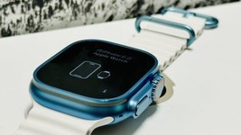 Metallic Blue Apple Watch ULTRA 2 49mm Titanium Custom Anodized Blue White Ocean - £1,145.33 GBP