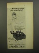 1952 RCA Victor Model 2ES3 Phonograph Ad - plays all speeds better - £14.54 GBP
