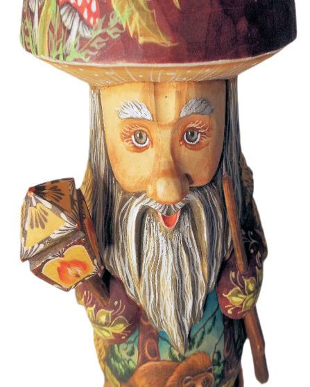Russian Hand Carved & hand Painted GNOME STANDING ON WOOD STUMP "BEAR IN FOREST" Item image 8