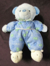 Carters Prestige Toy Bear Blue Rattle PJ Plush Stuffed Baby Toy VTG 9&quot; - £119.06 GBP