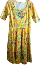 LuLaRoe Dress Women Large L Abstract Print Short Sleeves Midi Knit Shift... - £9.84 GBP