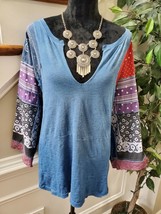 We The Free Women&#39;s Blue 100% Cotton Long Sleeve Casual Blouse Size Medium - £31.60 GBP