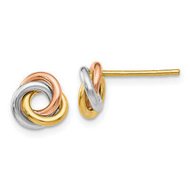 14k Tri-color Twisted Knot Post Earrings Z1239 - $199.41