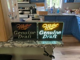 pair vintage Electriglas Miller Genuine Draft light beer signs man cave ... - $158.40