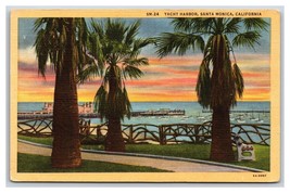 Yacht Harbor Santa Monica California CA UNP Unused Linen Postcard O19 - £3.06 GBP