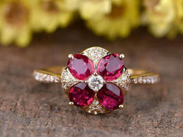 2.20 Ct Oval Cut Simulated Red Ruby Ring  925 Silver Gold Plated - £68.12 GBP