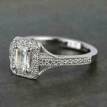 14K Plaqué or Blanc 2.50Ct Émeraude Simulé Diamant Bague de Fiançailles Mariage - £107.41 GBP