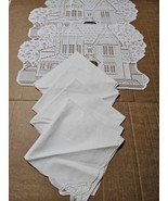 2 Christmas Holiday Heritage Lace White Placemats &amp; 4 Linen Lace Napkins... - €16,18 EUR