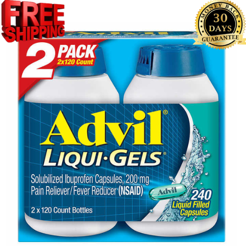 240 Ct ADVIL Liqui-Gels Capsules Pain Reliever Fever Reducer(NSAID) 2X120 Bottle - $30.68