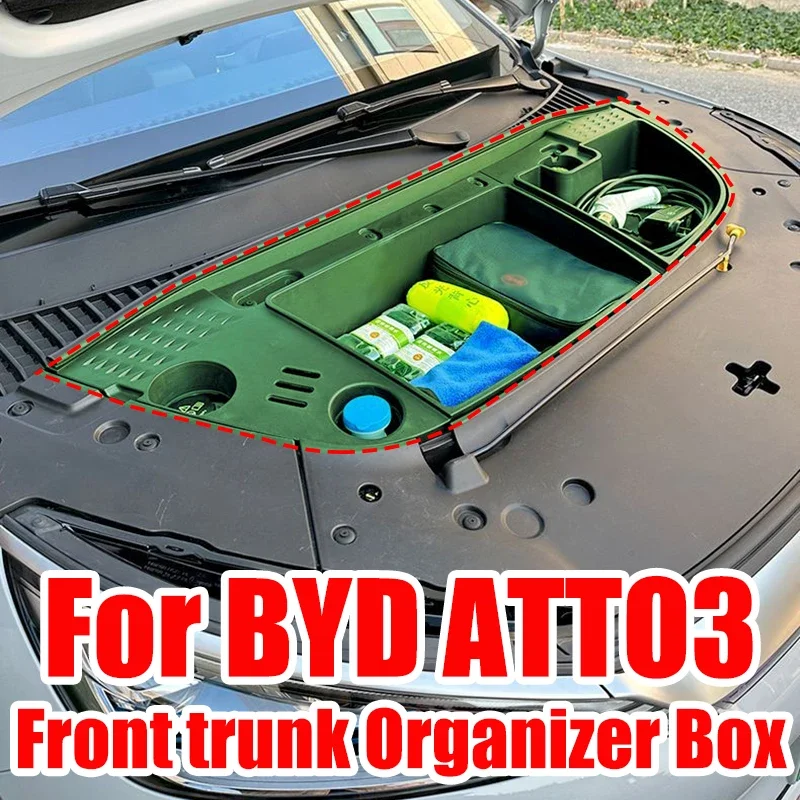 For byd atto3 ev 2023 car front trunk organizer box left rudder engine room storage box thumb200