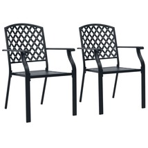 Stackable Outdoor Chairs 2 pcs Steel Black - £93.96 GBP