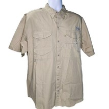 Columbia PFG Vented Fishing Shirt Mens L Tan Beige Short Sleeve Button U... - £19.38 GBP