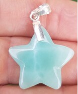 BLUE larimar handcarved 925 sterling silver Gemstone STAR pendant (le-1) - $381.73 MXN
