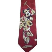 Disney Mickey &amp; Co Vintage Neck tie Polo Player Mickey Mouse red Silk - $16.29