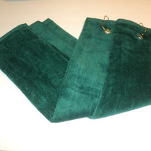 2 NEW Luxury Green 100% Terry Cotton Velour Tri-Fold Golf Towel 16.5&quot; x ... - $20.19