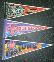 Lot 3x Detroit Pistons Motor City Basketball Win Craft Pennant Full Size 31&quot; Vtg - £21.83 GBP