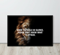 Lion Motivational Inspiration Quotes Poster When You Build in Silence Wall Art - £19.96 GBP+