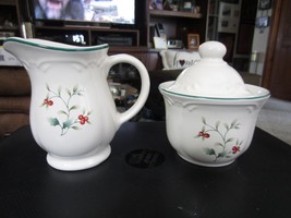 Pfaltzgraff Winterberry Sugar Bowl with Lid and Creamer Pitcher - £23.39 GBP