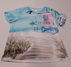 Pixie Lady Multicolored Beach Scene T-Shirt- XL - £10.13 GBP