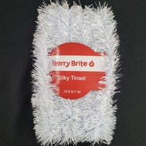 Merry Brite White Tinsel Garland 12 ft Silky Holiday Decor Christmas Tree Crafts - £7.97 GBP