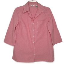 Quizz Again Womens Blouse Size Medium Button Front 3/4 Sleeve Roll Tab C... - £10.36 GBP