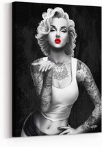 NEW Hollywood Ink Inspirational Wall w/ Black Frame Marilyn Monroe Canvas Print - £69.98 GBP
