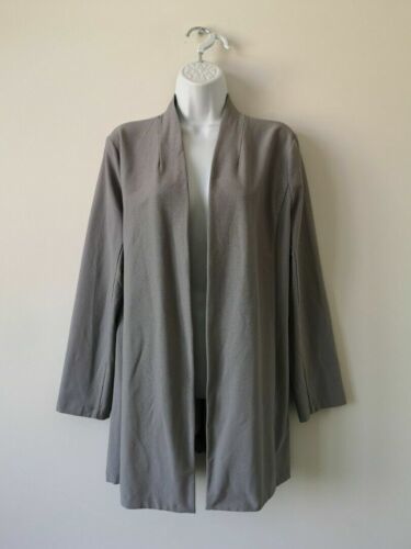 NWT EILEEN FISHER Zinc Grey Lightweight Washable Stretch Crepe Long Jack... - £81.23 GBP