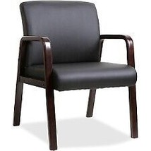 Lorell Black Leather Wood Frame Guest Chair - £169.02 GBP