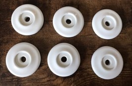 6 Vtg Japan Porcelain Ceramic Drawer Pull Cabinet Knob Backs Accents Rare White - £14.22 GBP