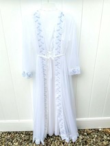 Vtg Miss Elaine Nylon Chiffon Peignoir Set Womens S White/Blue Sheer Bri... - $3,305.07 MXN