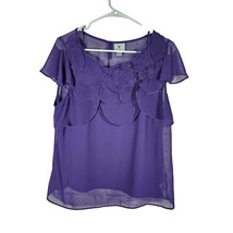 Worthington Women&#39;s Purple Floral Embellished Blouse Size Petite XL with Cami - $12.80