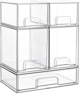 Vtopmart Stackable Storage Drawers Set of 5 Clear Plastic Organizer Bins... - $1,416.15 MXN